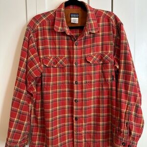 Patagonia Red and Orange Plaid Shirt
